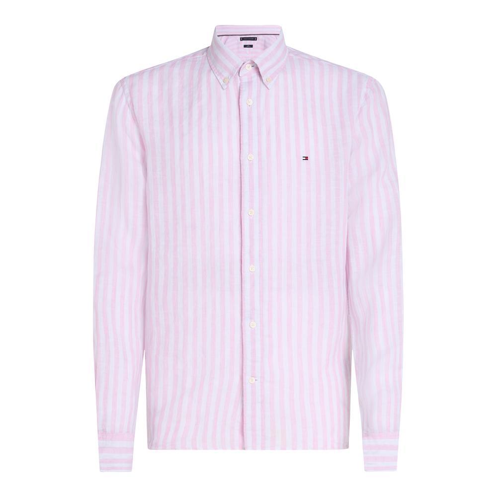 Tommy Hilfiger Regular Fit Classic Pink Stripe Linen Shirt